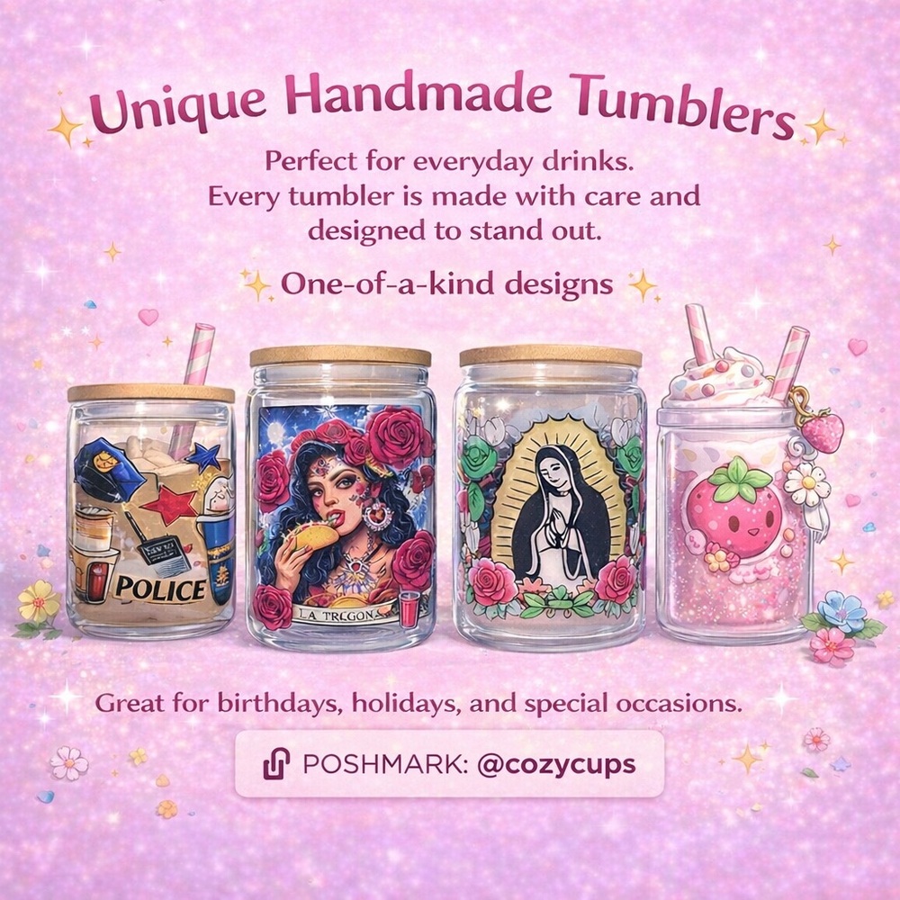 Assorted Decorative Glass Tumblers with Colorful Graphic Designs
